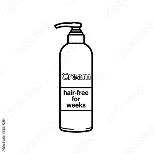 Hair removal cream bottle labeled "hair-free for weeks" in minimalist design
