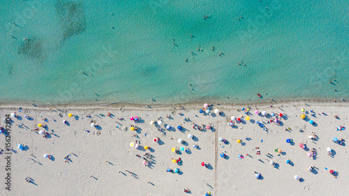 Fototapeta Naklejka Na Ścianę i Meble -  Colorful Summer Scene Ilıca Beach in Çeşme, İzmir, Turkiye