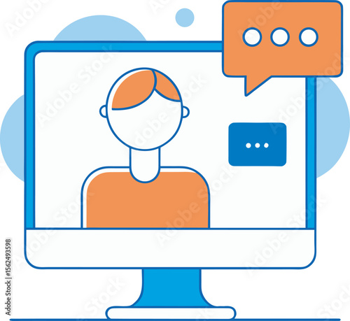 Modern Online Communication:  Friendly Avatar Video Chat Interface, Minimalist Style