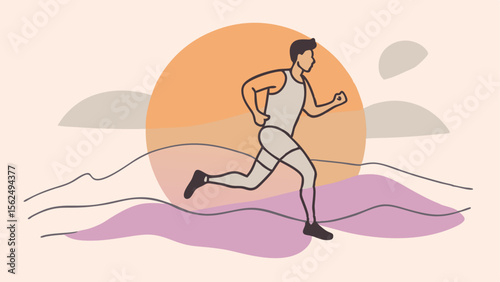 Motivated man jogging. Vector illustration.