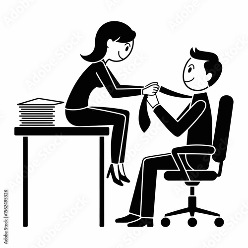 a man and an woman sitting table and chai on office time like romantic 