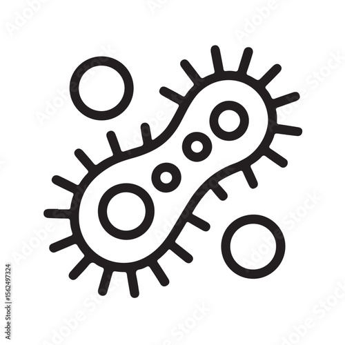 Black Line Art Bacteria Cell Icon Illustration microbe
