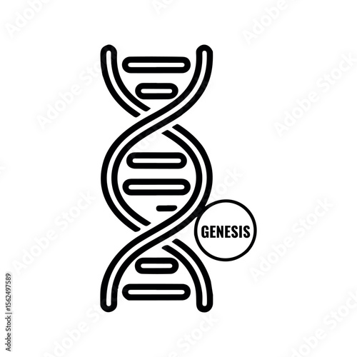 Black and White D N A Helix with Genesis Label double helix