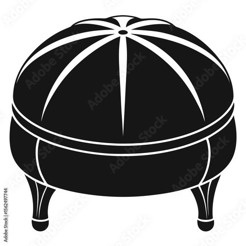 Elegant Round Ottoman Upholstered Footstool with Classic Design