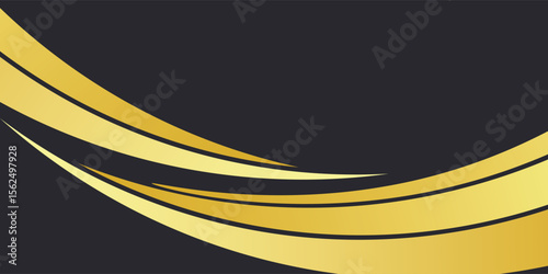 Abstract curve shape black and gold lines luxury background