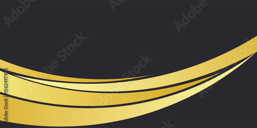 Abstract curve shape black and gold lines luxury background