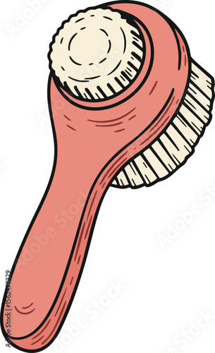 Facial cleansing brush with soft bristles for skincare and beauty routine vector design illustration