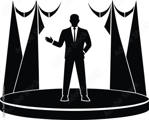 Silhouette of CEO on Stage | Executive Leader Giving Speech