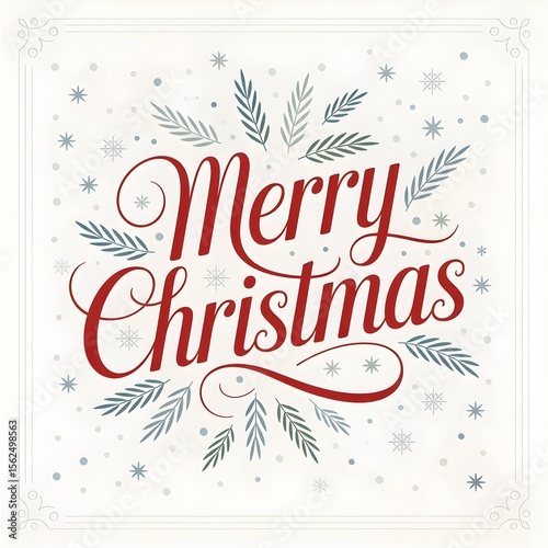 Merry Christmas typography in red color with white background 