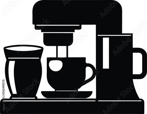 Silhouette of Coffee Machine and Mugs | Workplace Coffee Station