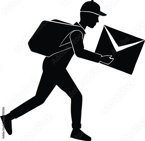 Silhouette of Courier Delivering Envelope | Office Mail Delivery in Progress