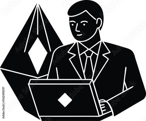 Silhouette of Crypto Investor Working | Blockchain Analyst at Desk