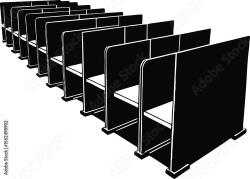 Silhouette of Office Cubicle Row | Workplace Partition View