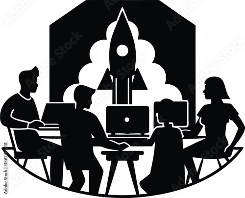 Silhouette of Startup Hackathon Scene | Team Innovation Challenge