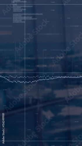 Animation of data processing over cityscape