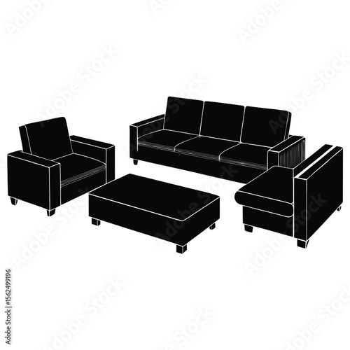 Modern Sofa Set Design Elegant Living Room Furniture Silhouette