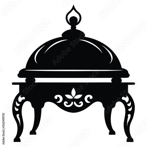 Elegant Black Silhouette of a Vintage Food Chafing Dish or Buffet Server