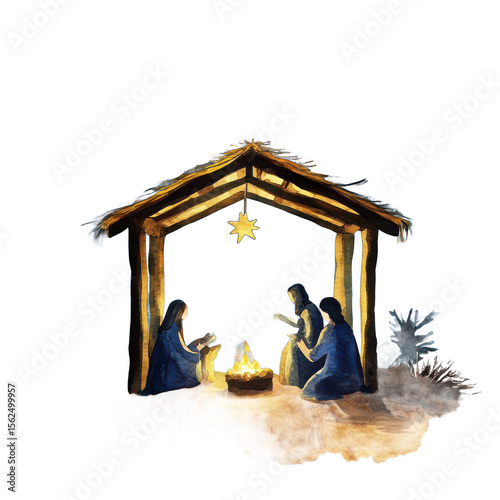 ��O Holy Night�� watercolor lettering _ Elegant Christmas hymn title painted in watercolor, transparent PNG for religious holiday cards or festive posters.