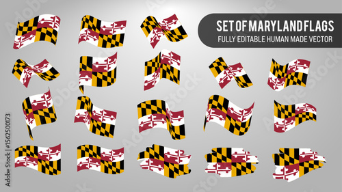 Vector Set of Maryland Flags