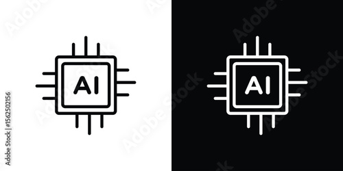 AI icon Black and White Vector Graphic