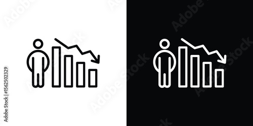 Attrition icon Black and White Vector Graphic