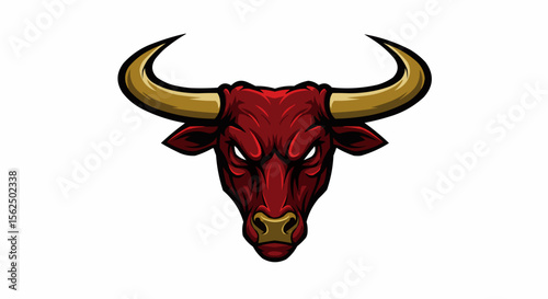 Modern Bull Head Vector Logo in Sculptural Style