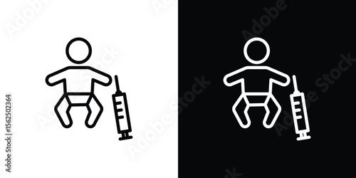 Baby Vaccination icon Black and White Vector Graphic