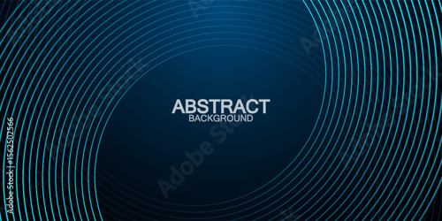 Dark blue abstract background with glowing circle curve geometric lines. Modern shiny blue lines pattern. Futuristic technology concept. Vector illustration