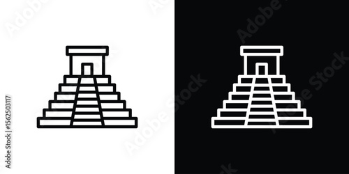 Chichen Itza icon Black and White Vector Graphic