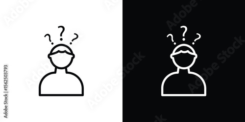 Curious human icon Black and White Vector Graphic