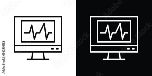 EKG monitor icon Black and White Vector Graphic