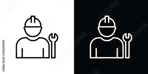 Engineer icon Black and White Vector Graphic