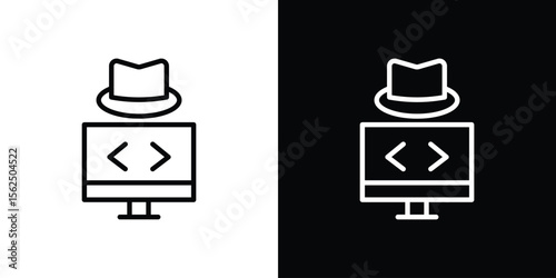Hacker icon Black and White Vector Graphic