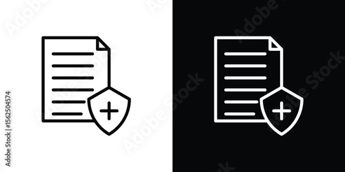Health insurance icon Black and White Vector Graphic