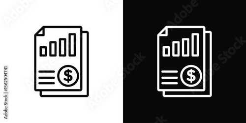Income statement icon Black and White Vector Graphic