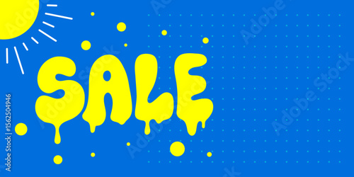 Summer sale banner to attract attention. Word Sale melts in the sun. Lettering. Shopping concept