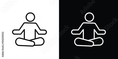 Meditating icon Black and White Vector Graphic