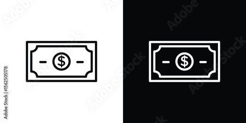 Money icon Black and White Vector Graphic