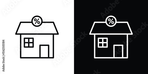 Mortgage rate icon Black and White Vector Graphic