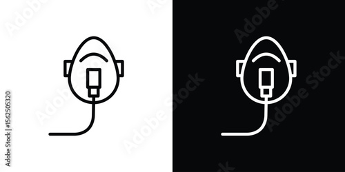 Oxygen mask icon Black and White Vector Graphic