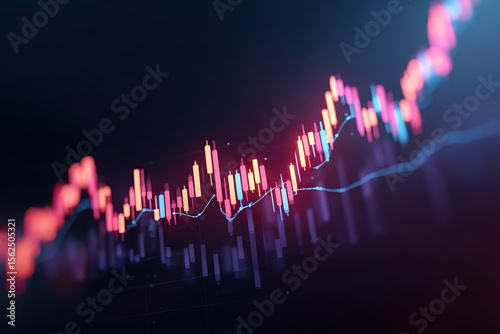 Dynamic financial market analysis with vivid candlestick chart representation
