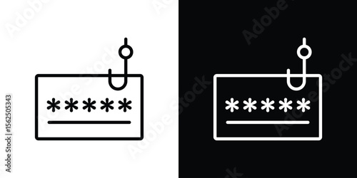 Password phishing icon Black and White Vector Graphic