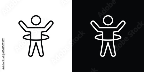 People Hula hop icon Black and White Vector Graphic