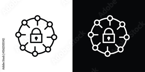 Private network icon Black and White Vector Graphic