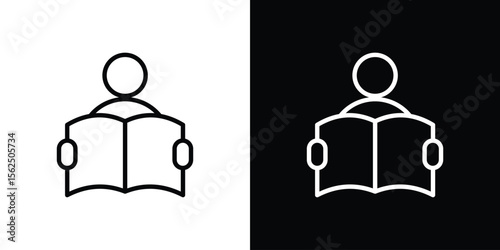 Reading icon Black and White Vector Graphic