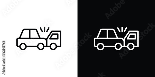 Rear end collision icon Black and White Vector Graphic