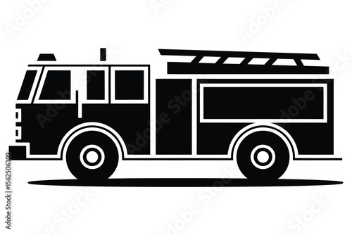 Fire Truck Icon: Emergency Vehicle, Firefighting & Rescue Apparatus Symbol for Safety, Public Services & Protection Design