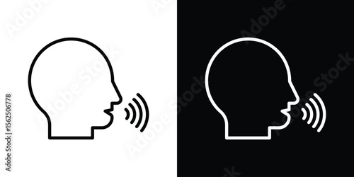 Voice control icon Black and White Vector Graphic