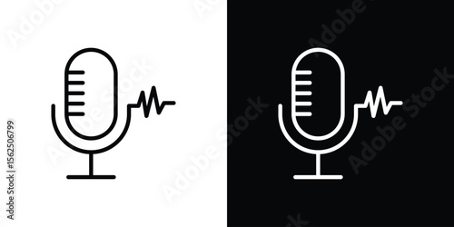 Voice recognition icon Black and White Vector Graphic