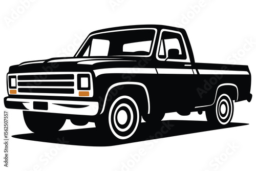 Pickup Truck Icon: Utility Vehicle, Light Commercial Transport, Hauling & Off-Road Symbol for Automotive & Work Design
